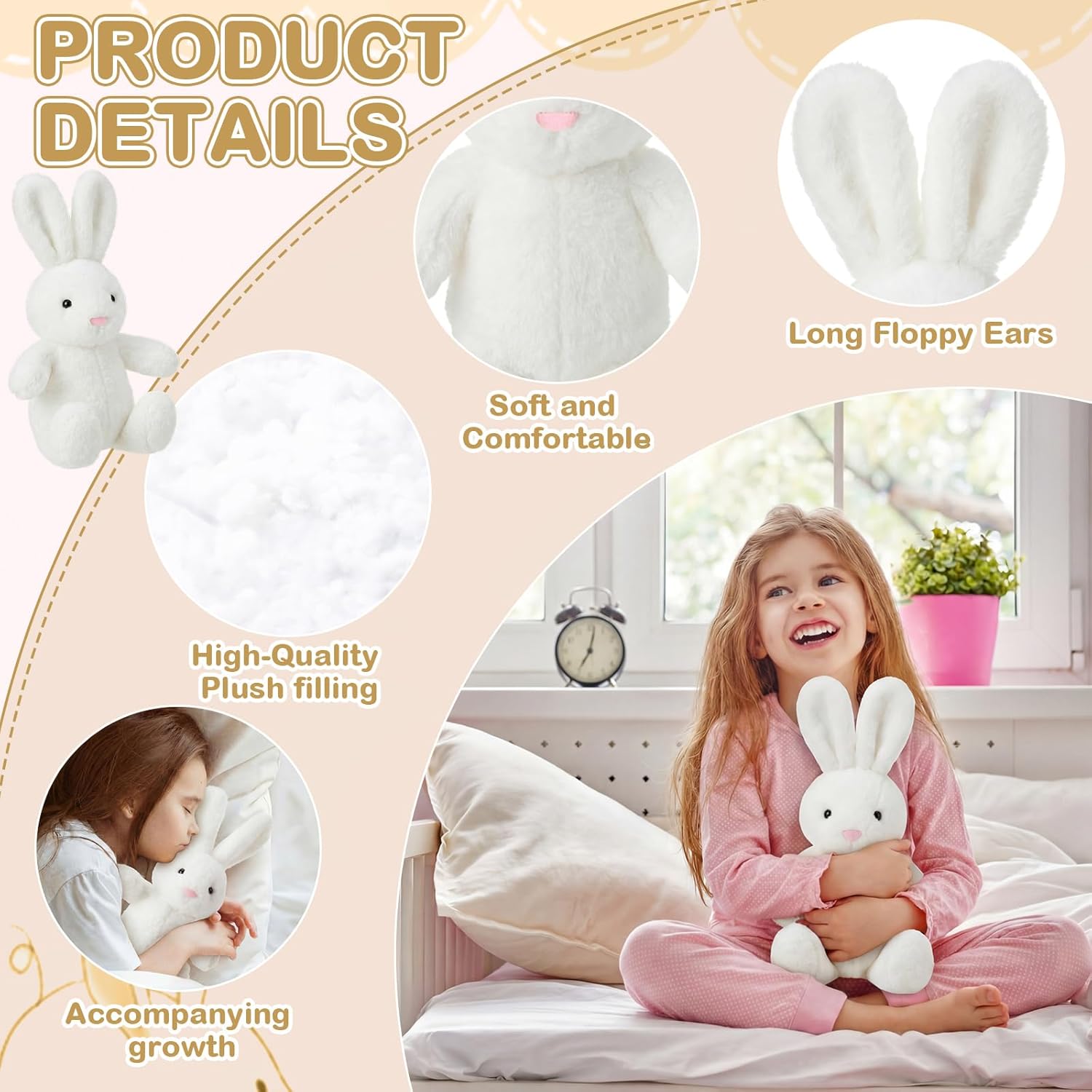 WILLBOND 12 Pack 12'' Easter Bunny Stuffed Animal Bulk Rabbit Plush Toys Soft Stuffed Bunny for Room Decorations Birthday Gifts Easter Party Favors(White)