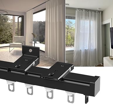 LIYI929GP Metal Curtain Track System for Spaces 2-20 Feet Wide, Curtain Rail Set with Nanosmute Bar, Silent Rollers, Ceiling Or Wall Mount, Room Divider for Bedroom Office Living Room
