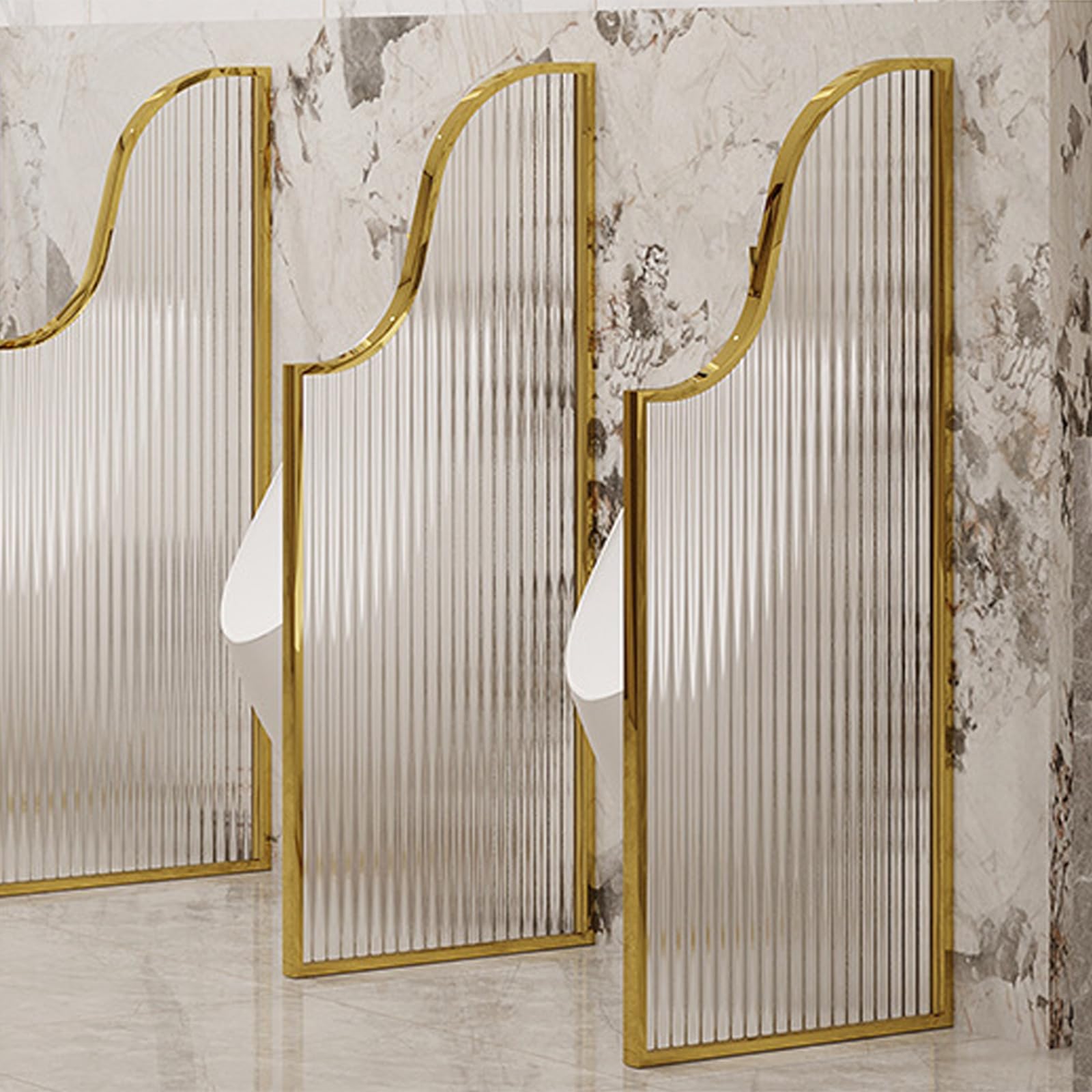 AYCDL Urinal Partition, Wall Mounted Urinal Baffle, Waterproof Urinal Partition for Men's Toilet, Translucent Glass, Anti-fingerprint,Gold-1pcs
