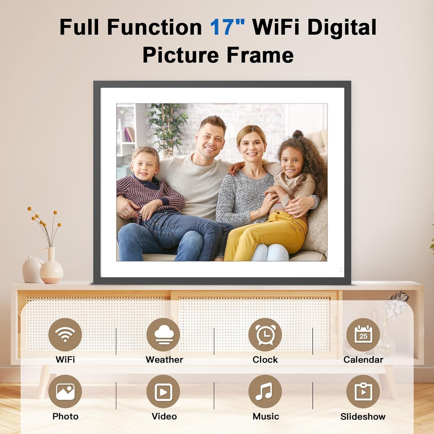 17-inch Electronic Digital Photo Frame, Dual-WiFi Smart