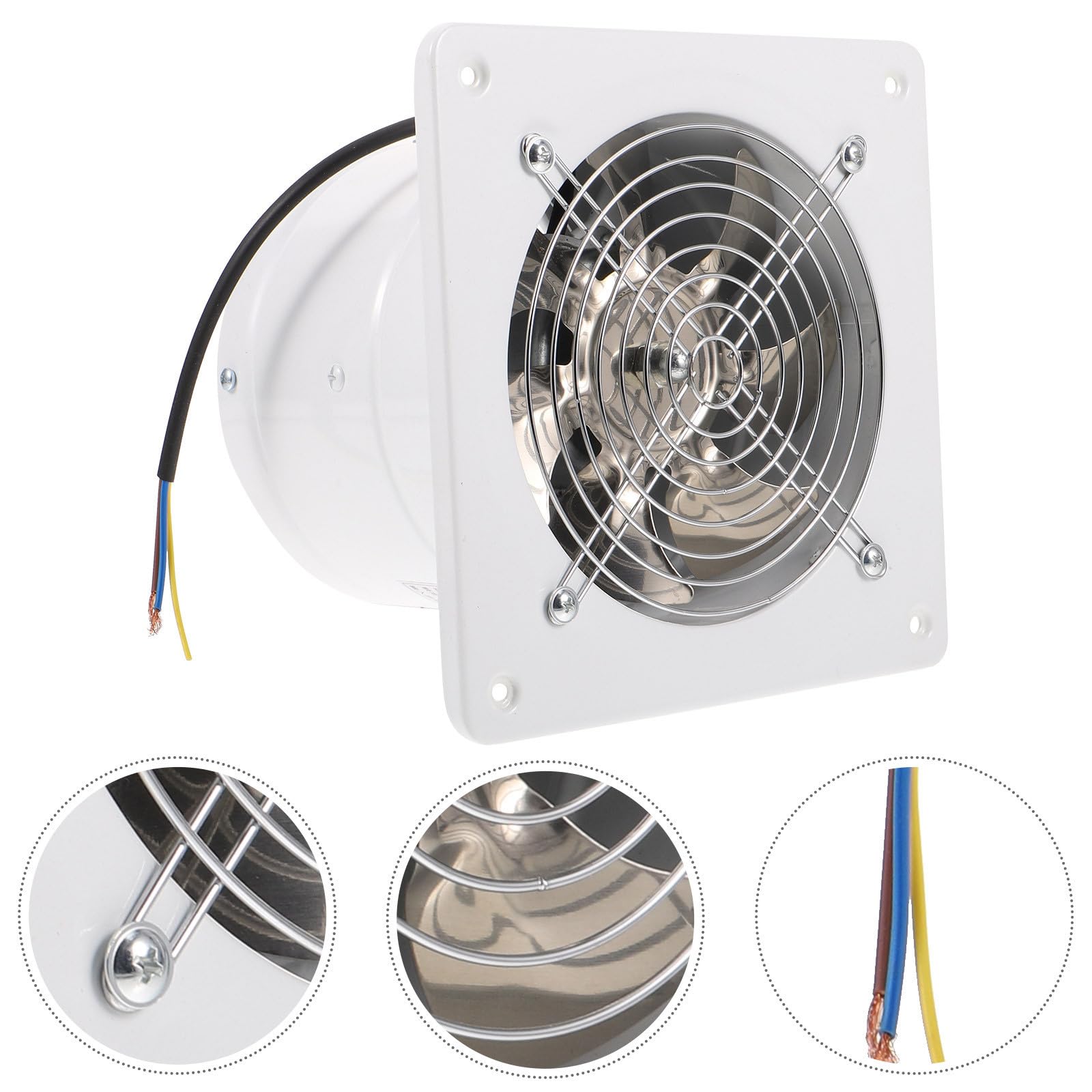 YARNOW Ventilador Extractor de Aire 6 Pulgadas Acero Inoxidable Blanco