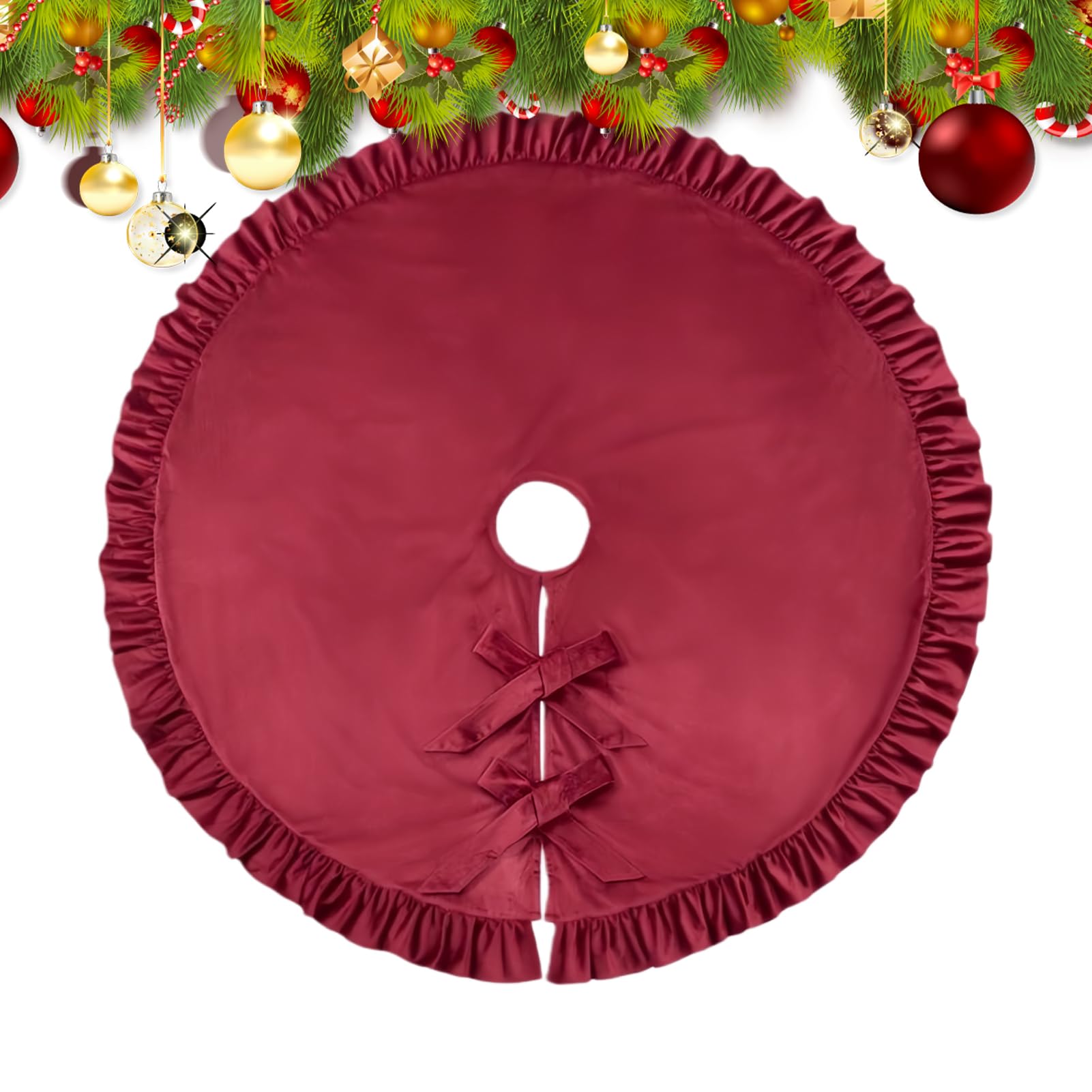 Jupe de sapin de Noël en velours de 132 cm idéale pour réchauffer votre salon
