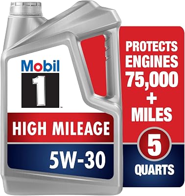 Mobil 1 High Mileage Full Synthetic Motor Oil 5W-30, 5 Quarts