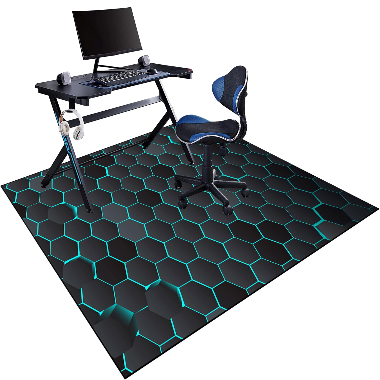 Alfombra Silla Gaming, Alfombrilla para Silla de Oficina Gaming, Alfombrilla Protectora para Suelos Duros, Alfombras para Sillas de Ruedas, Alfombra Silla de Ordenador Antideslizante 130 x 150 cm