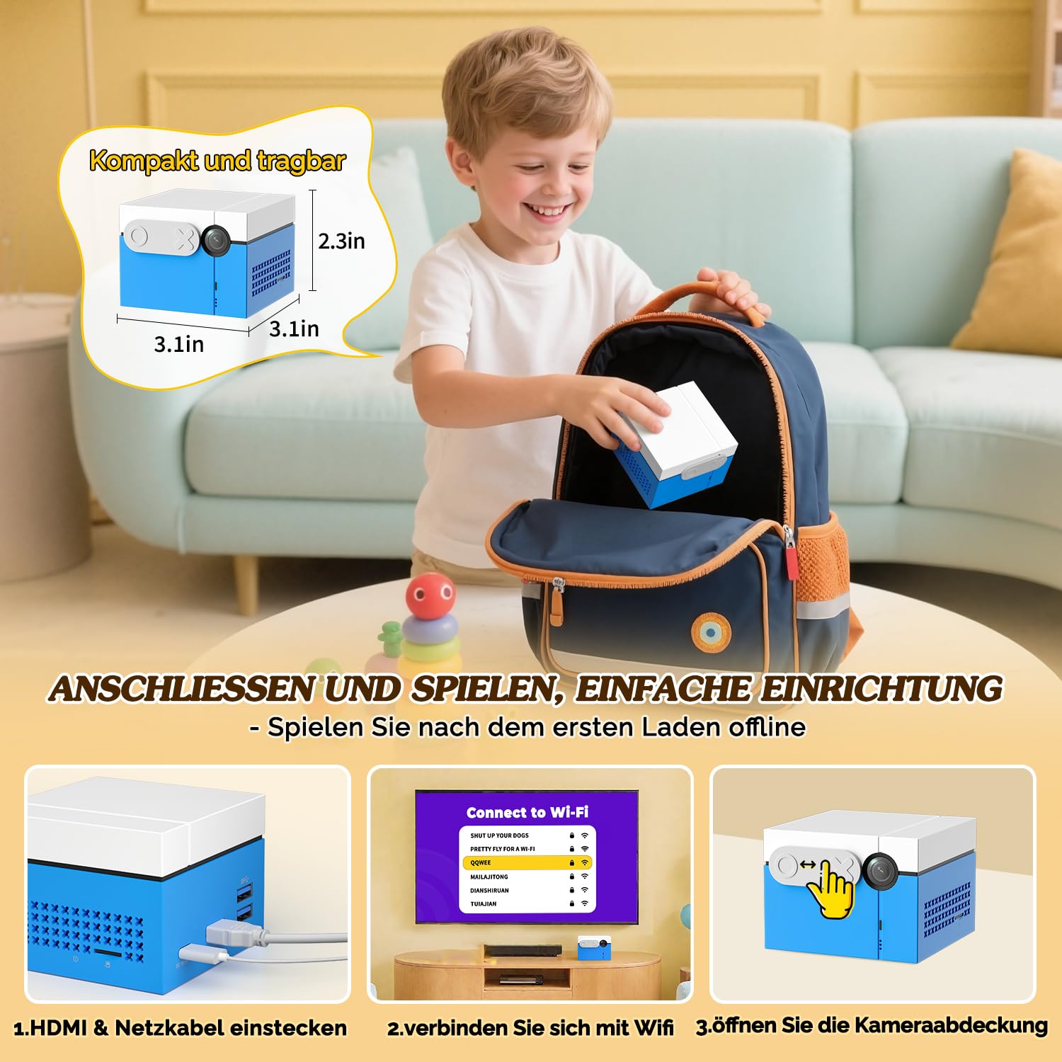 KINHANK MotionX - Spielkonsole für Kinder,Bewegungssensor Videospielkonsole | ohne Controller, Eltern-Kind-Interaktion, Monatliche Updates, Spielzeuggeschenk für Kinder ab 4
