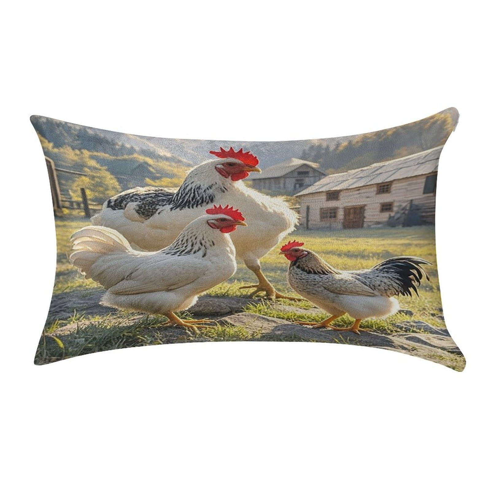 FekiLoot Chickens and Farm Pillow Covers Luxury Velvet Oblong Pillowcases Rectangular Throw Pillows Case Decorative Velvet Cushion Covers Ultra Soft Lumbar Pillow Shells 12 X 20 in