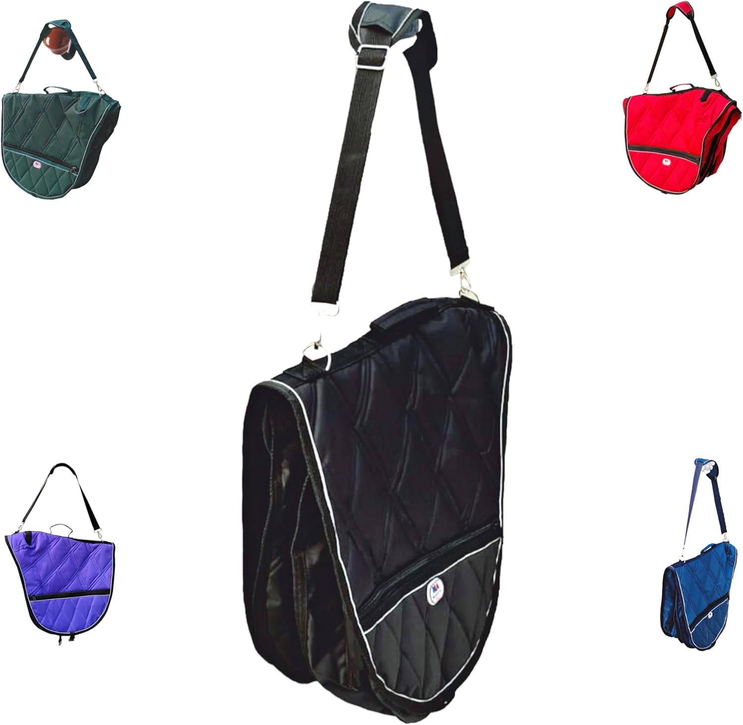 Majestic Ally 1000D Nylon Reflective English Saddle Carry Bag (Black)