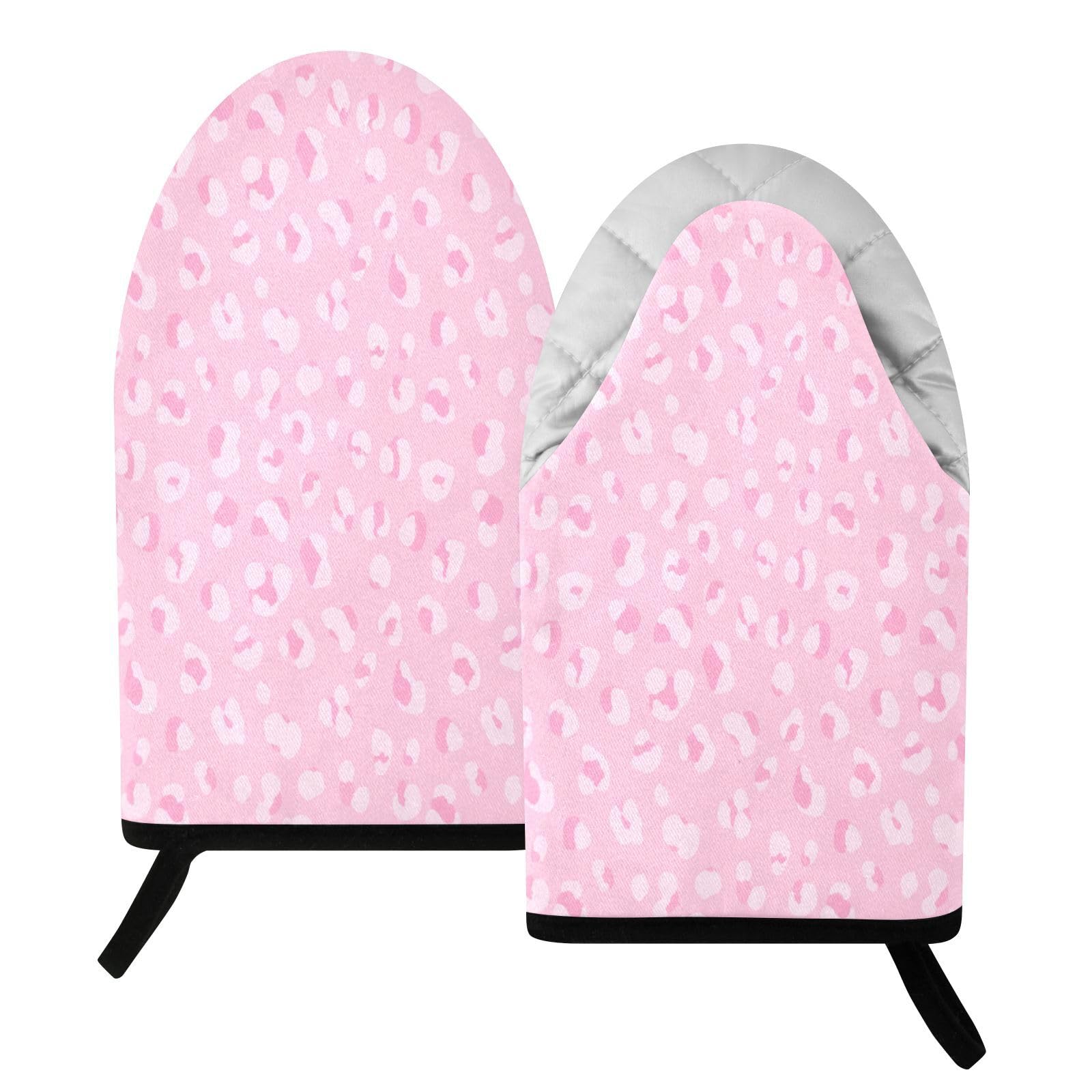 BURSTDDY Leopard Print Oven Mitt,Heat Resistant Kitchen Mitts for Cooking