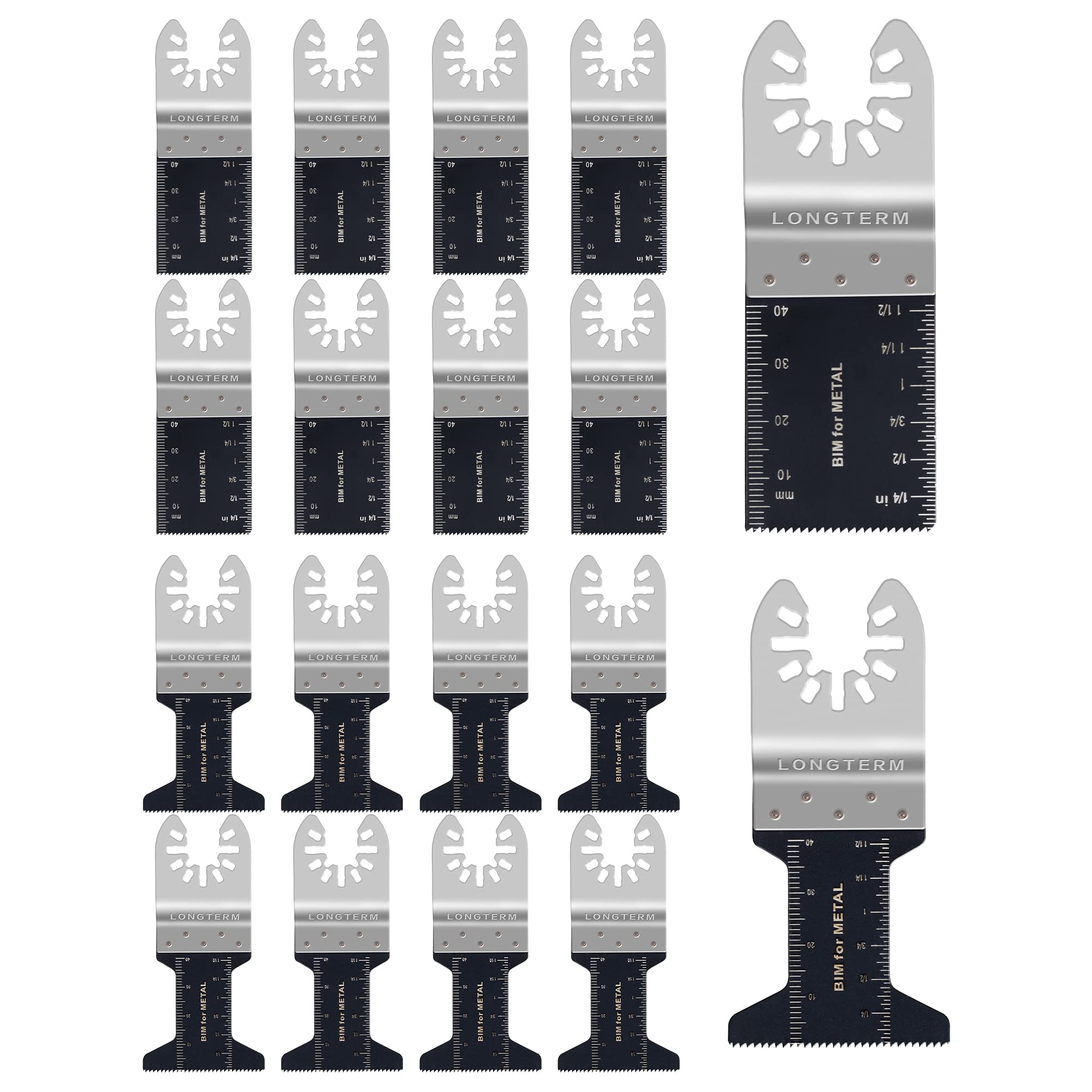 18-Piece Bi-Metal Oscillating Tool Saw Blades for Cutting Hardwood, Laminate, Metal, and Screws