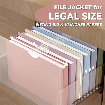 Plastic 1 Inch Manila File Jackets Legal Size,Expansion Pocket