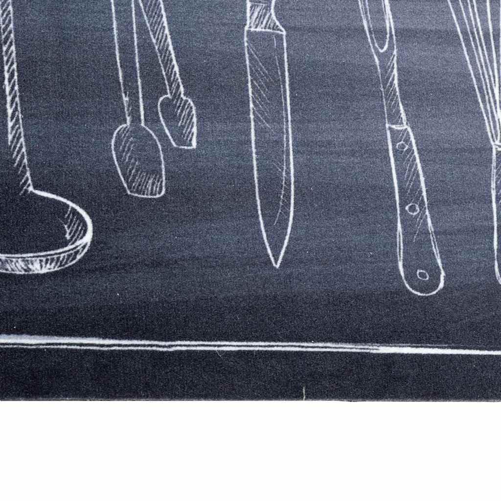 Alfombra de Cocina Negro 300 x 60 cm Terciopelo
