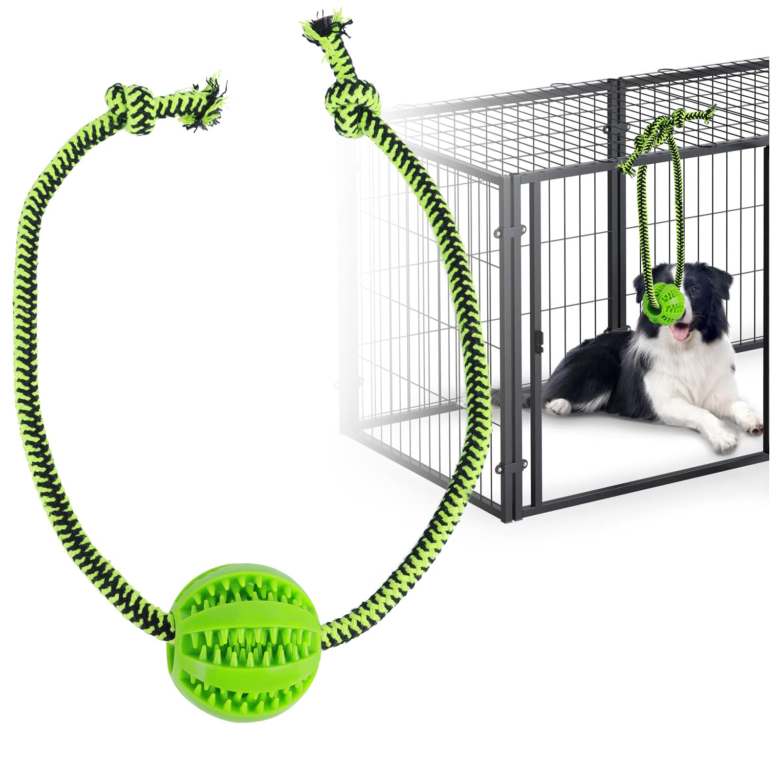 MVSSP Engaging Chew Toys for Dogs - Puppy Crate Training Aids, Puzzle Treat Dispenser with Rope Ball for Reducing Stress and Anxiety, Compatible with