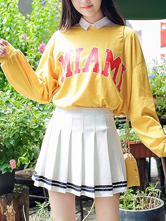 Women's High Waisted Mini Pleated Skirt School Uniform A-Line Skater Skirt with Shorts