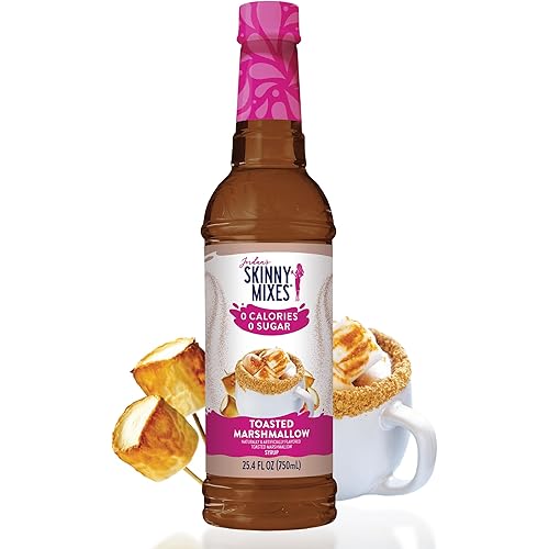 Jordan's Skinny Syrups Sugar Free Coffee Syrup, Toasted Marshmallow Flavor Drink Mix, Zero Calorie Flavoring for Chai Latte, Protein Shake, Food & More, Gluten Free, Keto Friendly, 25.4 Fl Oz, 1 Pack