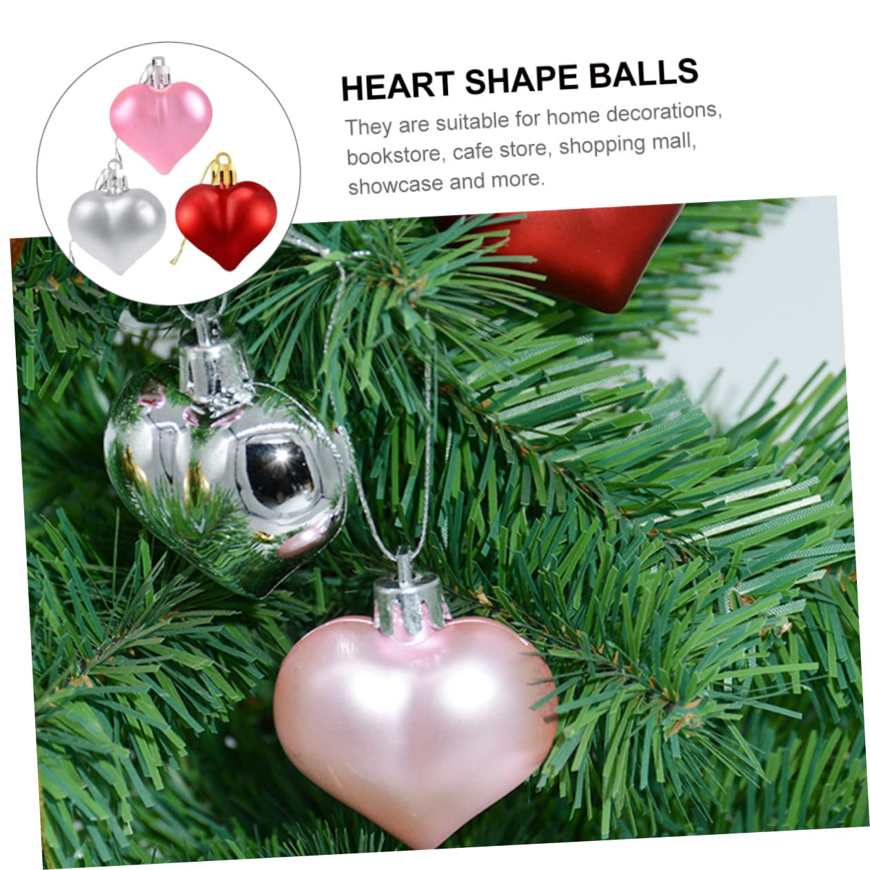 ULTECHNOVO 108stücke Herzförmige Hängende Weihnachtskugeln Für Valentinstag Hochzeiten Leichte Wiederverwendbare Dekoration Für Partys Und Festlichkeiten