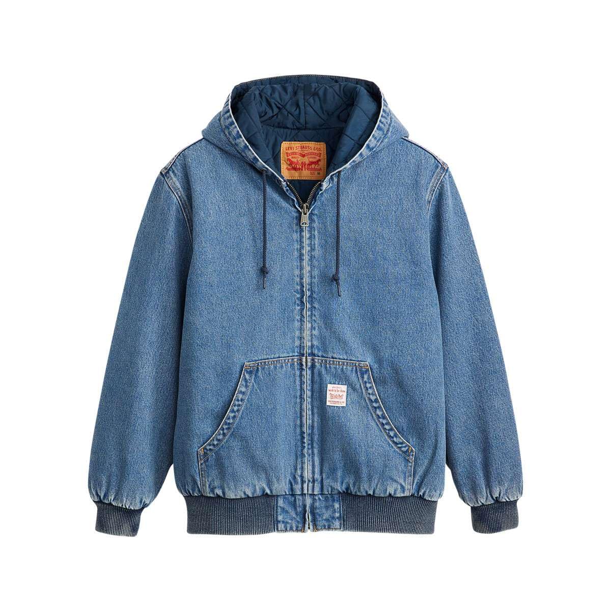 Levi's Workwear capsule potrero hooded denim bomber jacket relaxed fit in mid wash