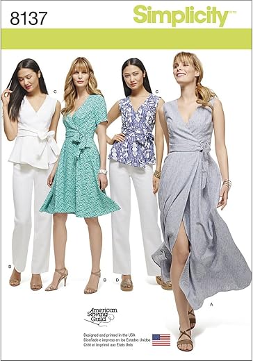 MISSES' AND PLUS SIZE WRAP DRESSES, TOP, AND PANTS-20W-28W