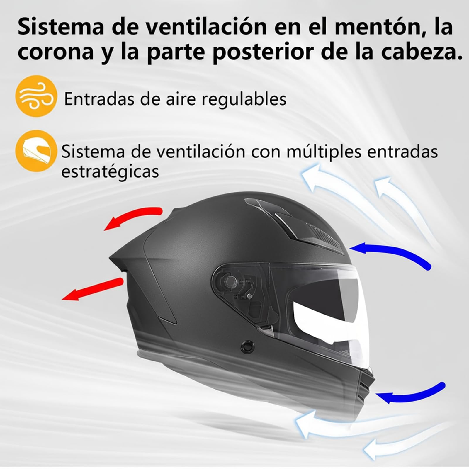 DAWNRISE Casco Integral Moto ECE 22.06 Doble Visera Unisex | Casco integral moto unisex con ABS resistente, EPS antiimpacto, doble visera y 4 ventilaciones para mayor comodidad.