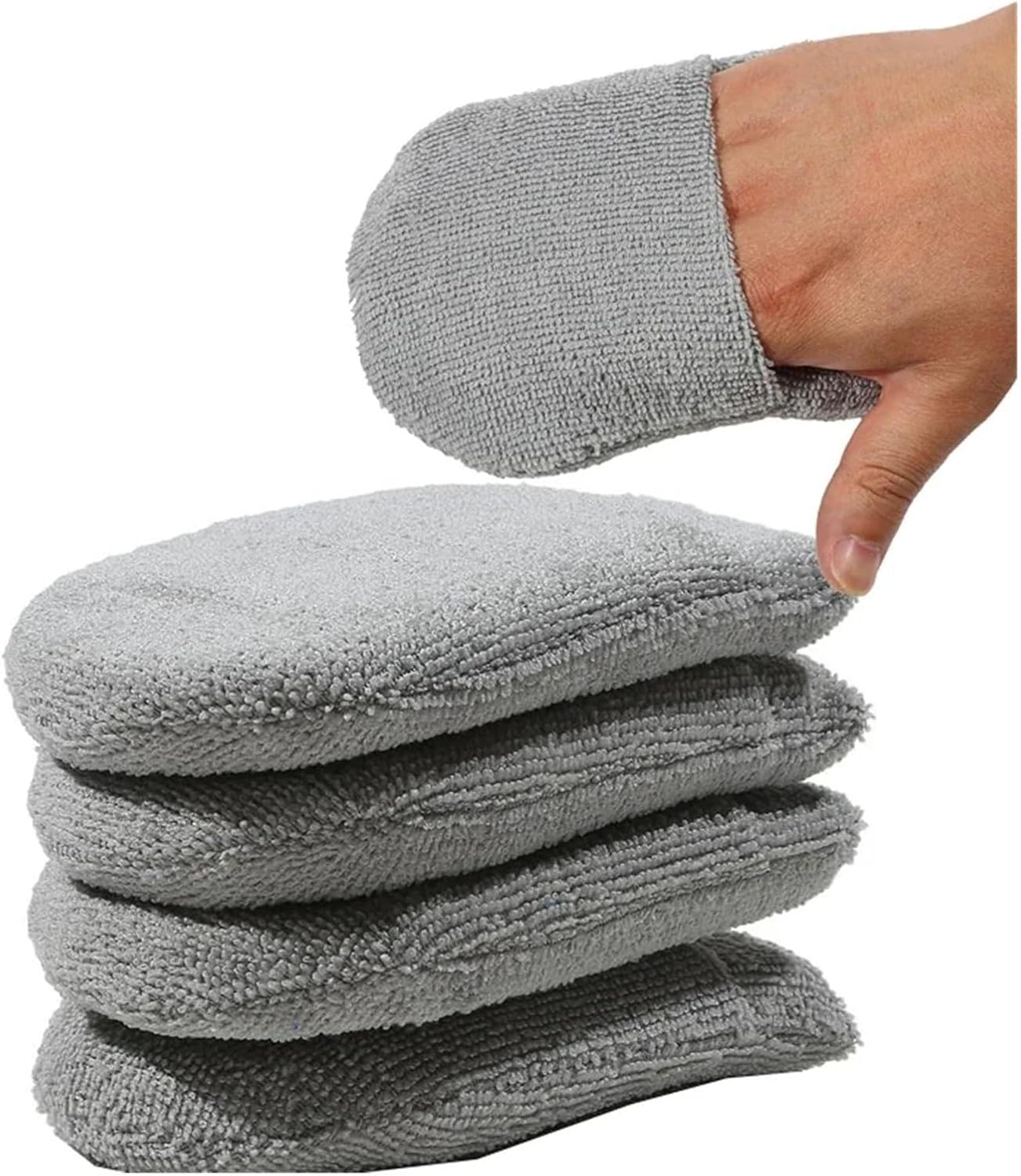 2/4pcs Soft Microfiber Car Waxing Applicator Mitts Polishing Sponge Finger Wax Foam Washing Pad Auto Detailing Cleaning Tools(Blue 4pcs)