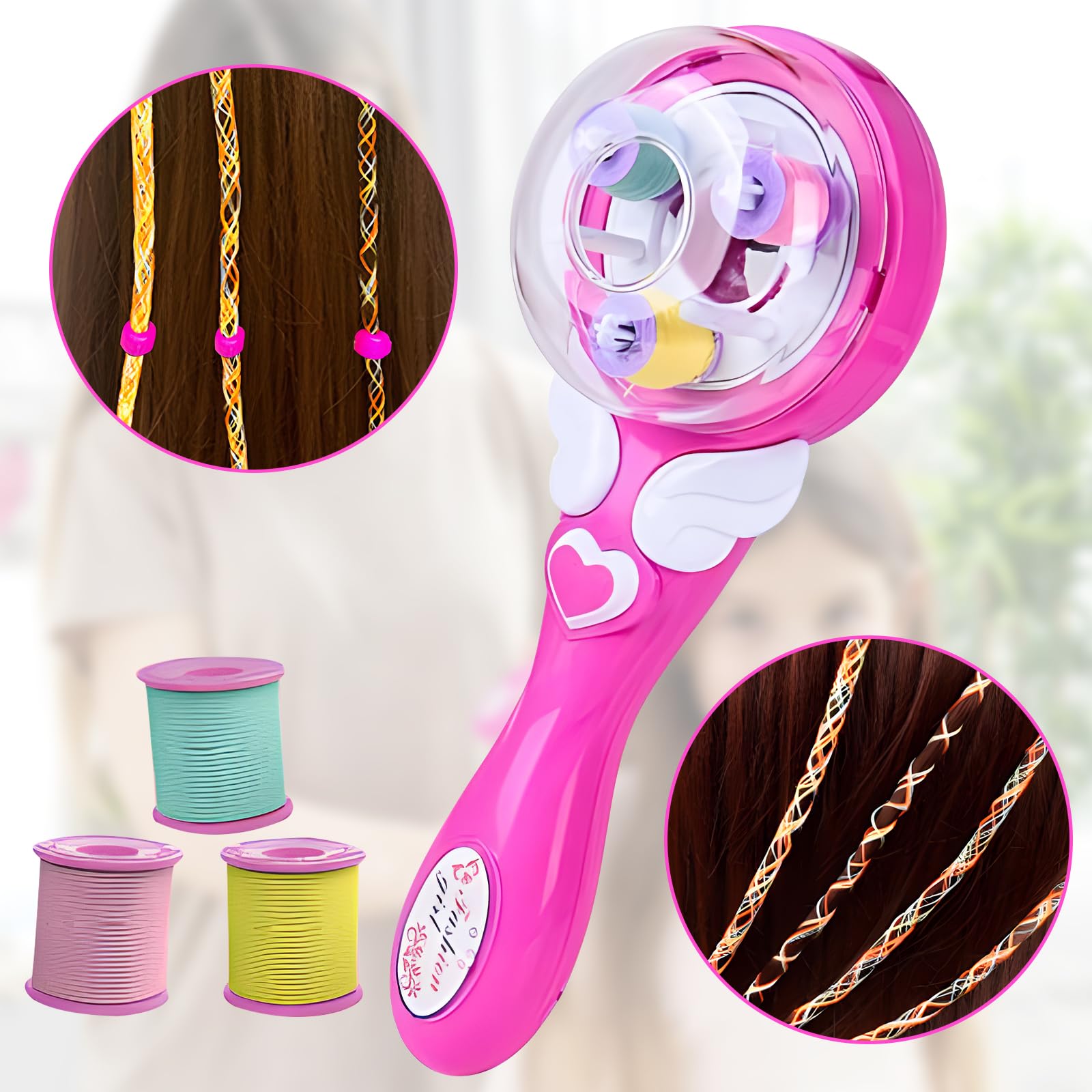 Mein HERZ Macchina per Trecce Capelli Kit Brillantini Capelli Macchina Strass Capelli Macchina per intrecciare i capelli Elettrica Kit Capelli Bambina Macchina Capelli Diamante