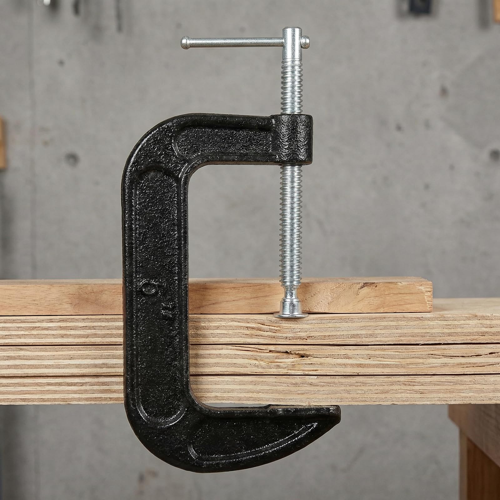 SOUJAP Confezione da 4 morsetti a C da 12,7 cm, morsetto a G in metallo, resistenza industriale per lavorazione del legno e saldatura, nero, apertura ganascia 125 mm, profondità 55 mm