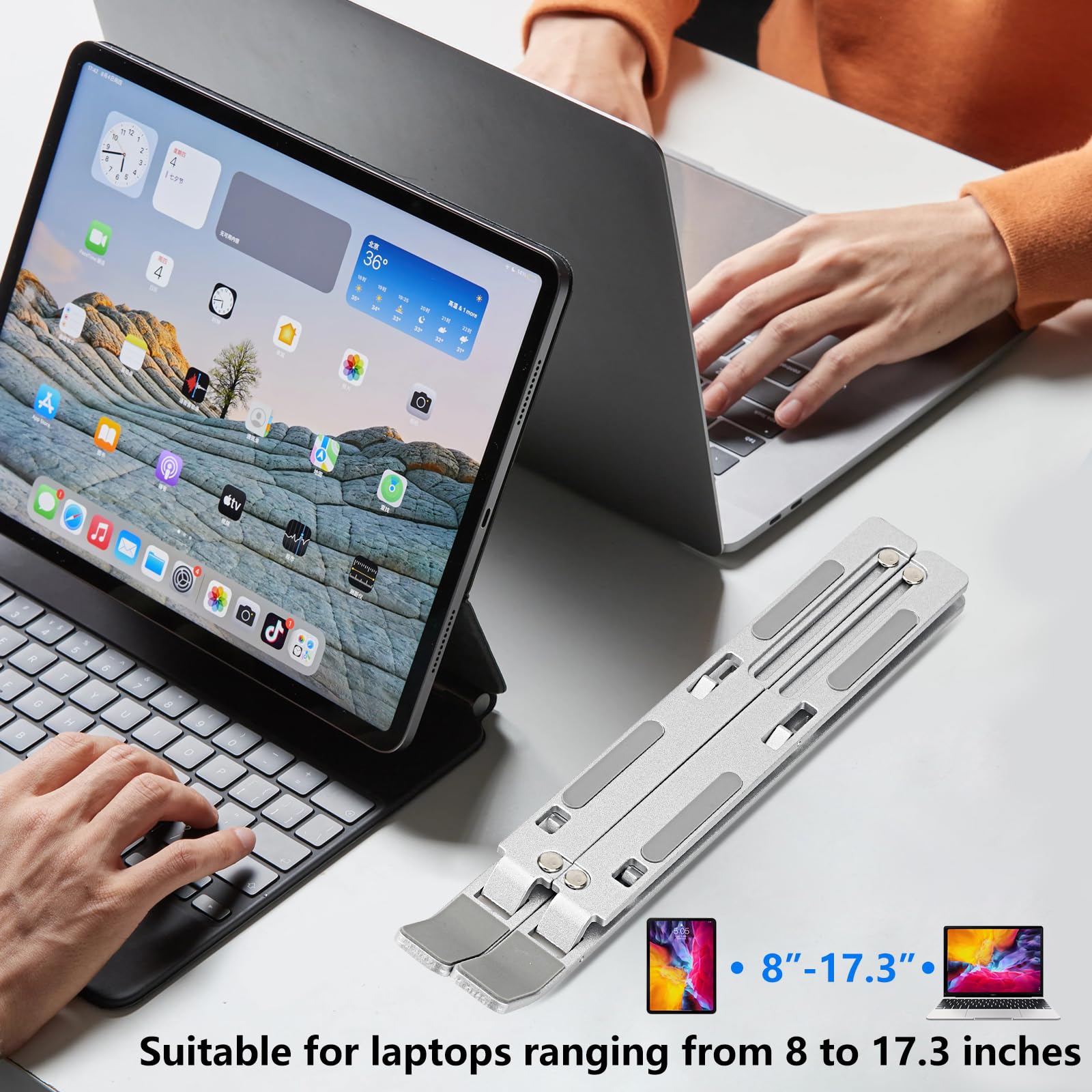 Stojak na Laptopa,Podstawka do Laptopa,Przenośne Stojaki na Laptopa 10-18”,Stojaki na Laptopa,Podstawka Pod Laptopa, Laptop Stand,Regulowana Podstawka Pod Notebooka (szary)