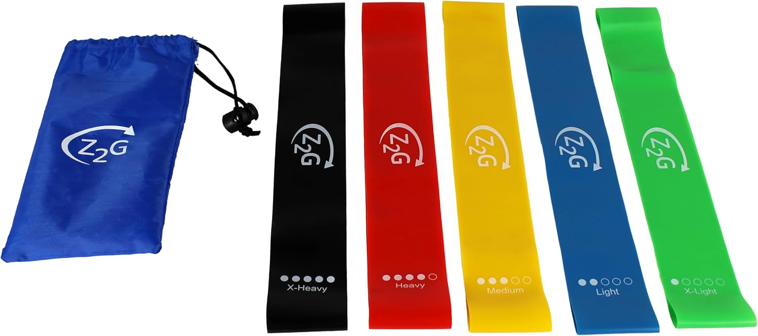Z2G Resistance Bands Set – 5 Loop Exercise Bands with Carry Bag for Strength Training, Physical Therapy, Yoga, Pilates, Stretching, and Rehab – Durable, Skin-Friendly Fitness Bands for Men & Women