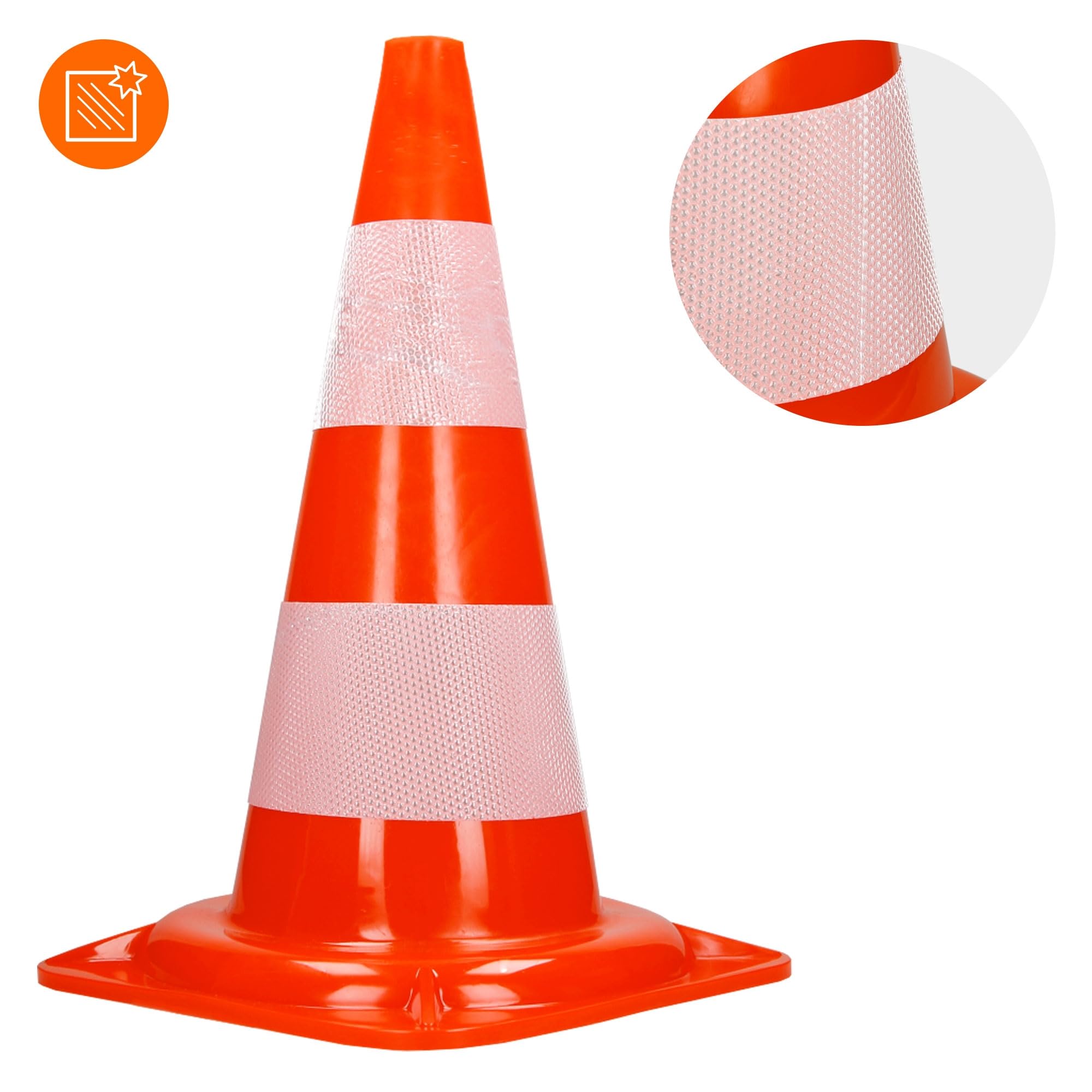 ECD Germany 20 verkeerskegels 51 cm, rood en wit, verkeerskegels met zware voet, verkeerskegels met witte reflecterende strepen, waarschuwingskegels waarschuwingskegels verkeerskegels markeringskegels