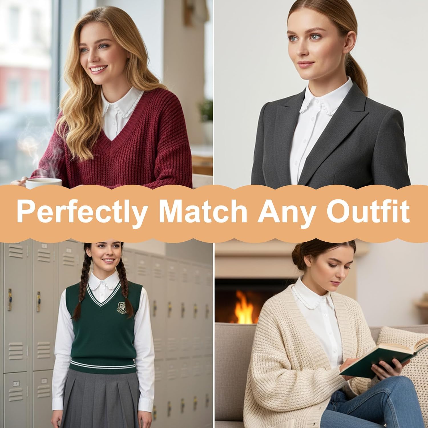 Fake Collar White Dickey Collar for Women Detachable Faux Collar for Women Girls Blouse Half Shirts - Image 5