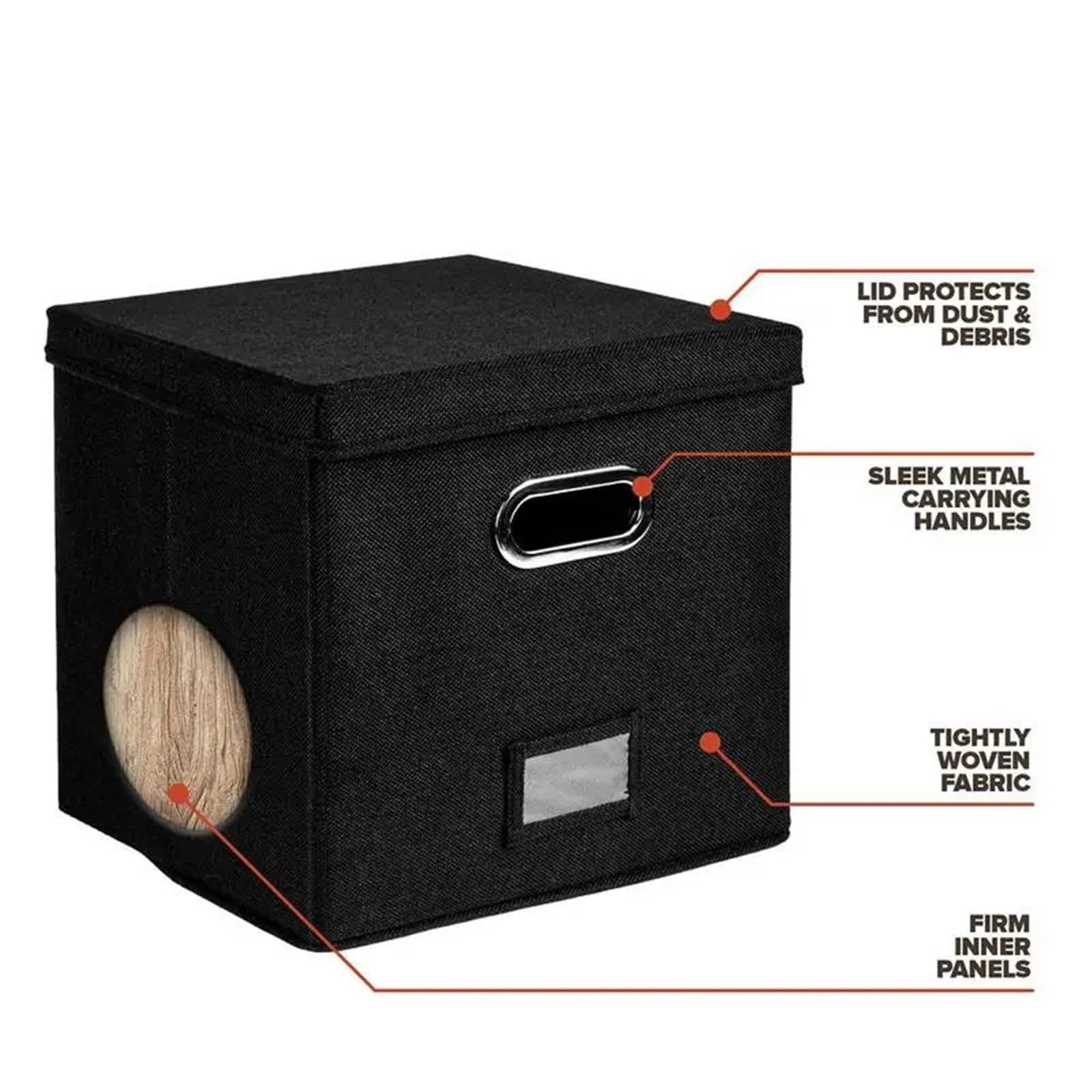Vinyl Record Storage Box for up to 50pcs 12-Inch Albums Records Crate LP Album Fabric Boxes with Lids per Dischi