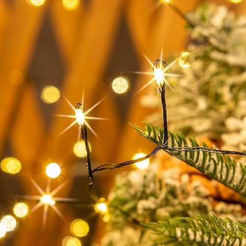 Miniatura 5 de Luces de petardo enchufables de 50 pies, 500 luces LED de color blanco cálido y verde con control remoto para dormitorio, boda, cumpleaños, fiesta,