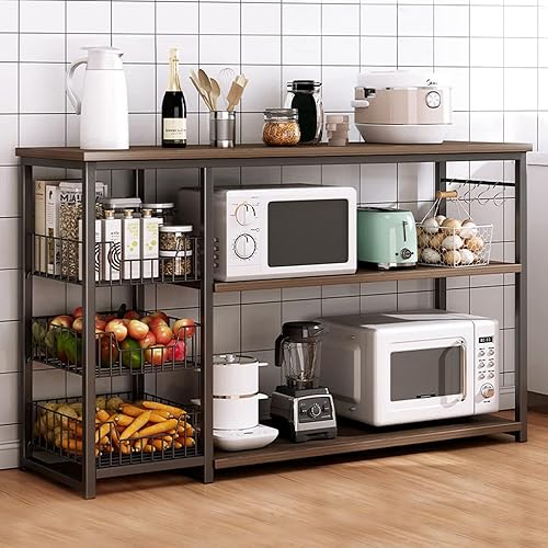 Estante de cocina de 3 niveles estante de almacenamiento de pie 47 pulgadas de ancho x 12 pulgadas de profundidad x 31 pulgadas de alto estante de