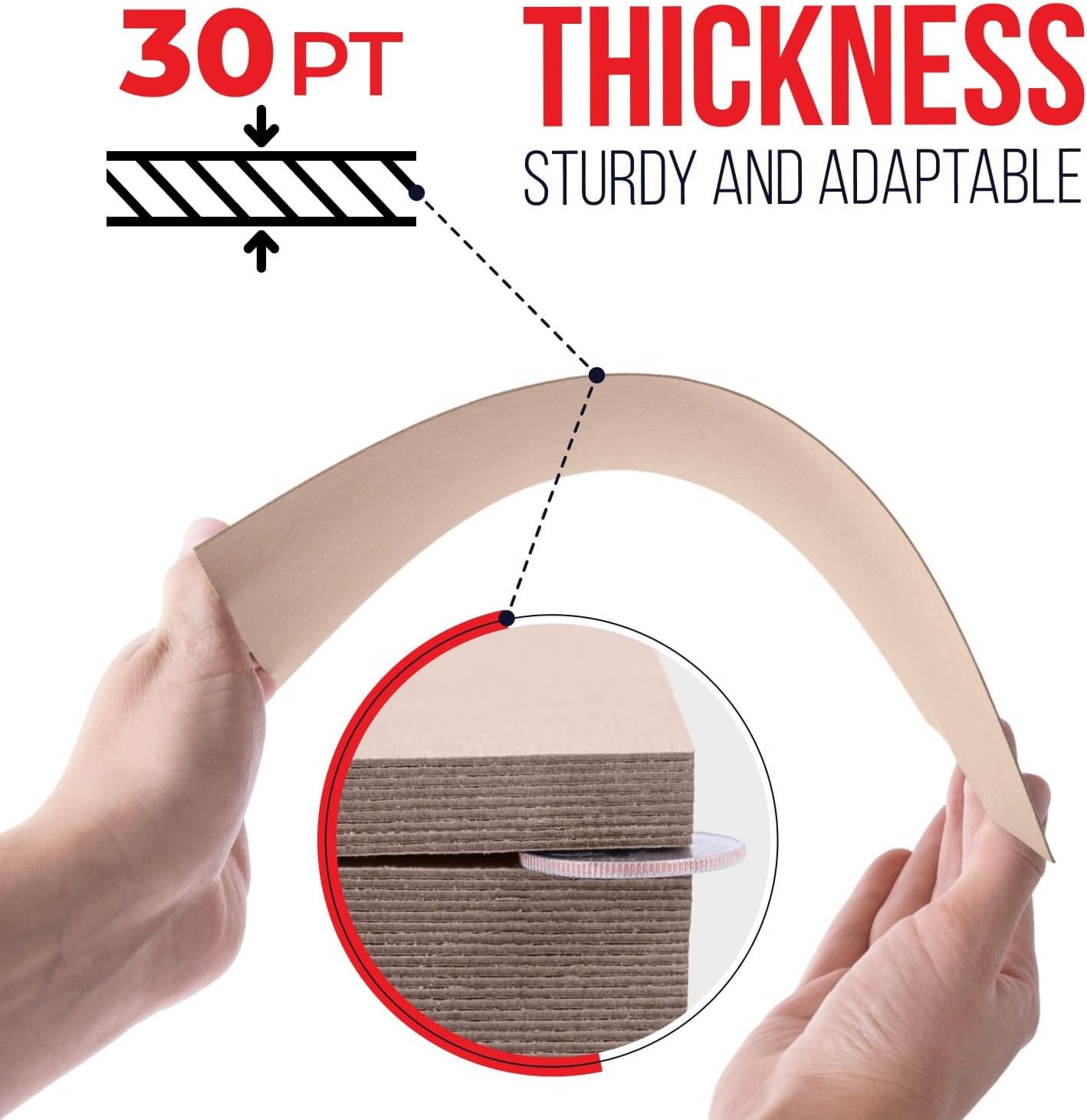 8" x 10" Brown Kraft Chipboard Sheets, 30 Pt Thick, Pack of 50