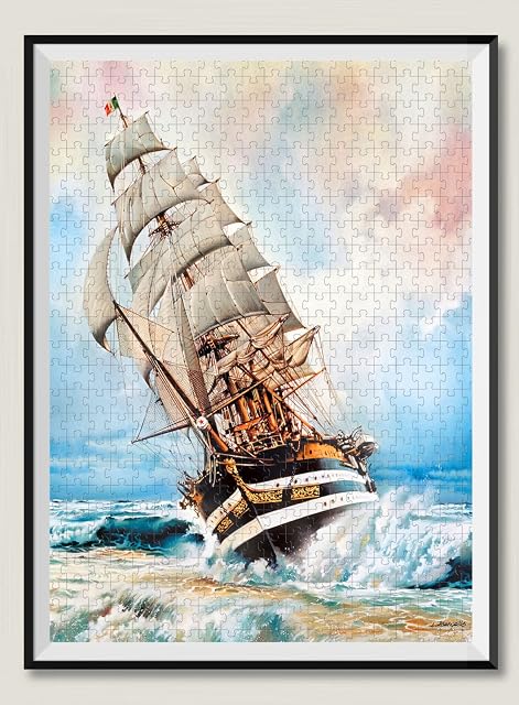 Foto 2 de 6 de Rompecabezas de 8000 Piezas para Adultos, velero de Olas de Madera, Juguete de Regalo