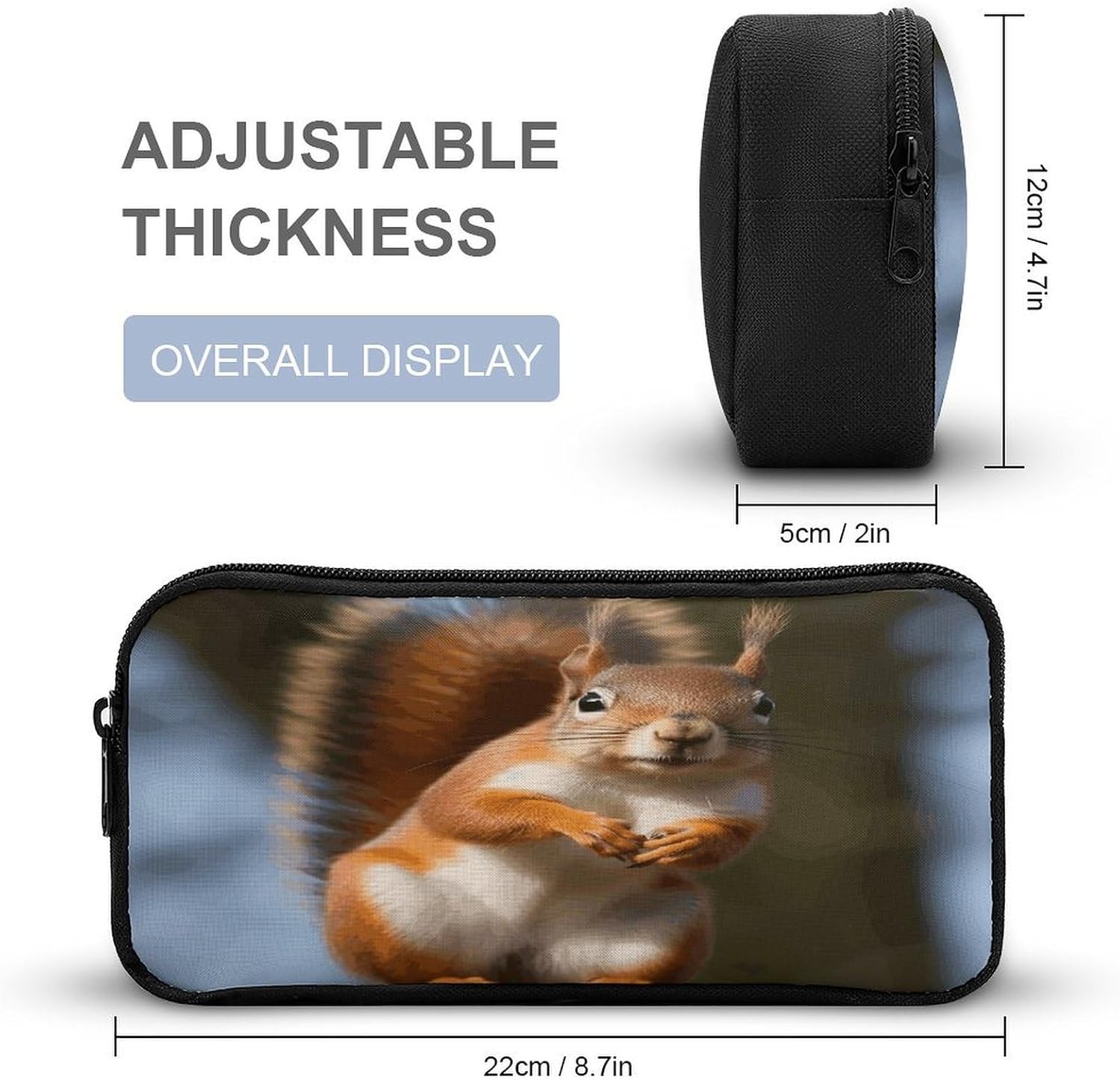 Funny Squirrel Large Pencil Case Zipper Pouch for Office image 2