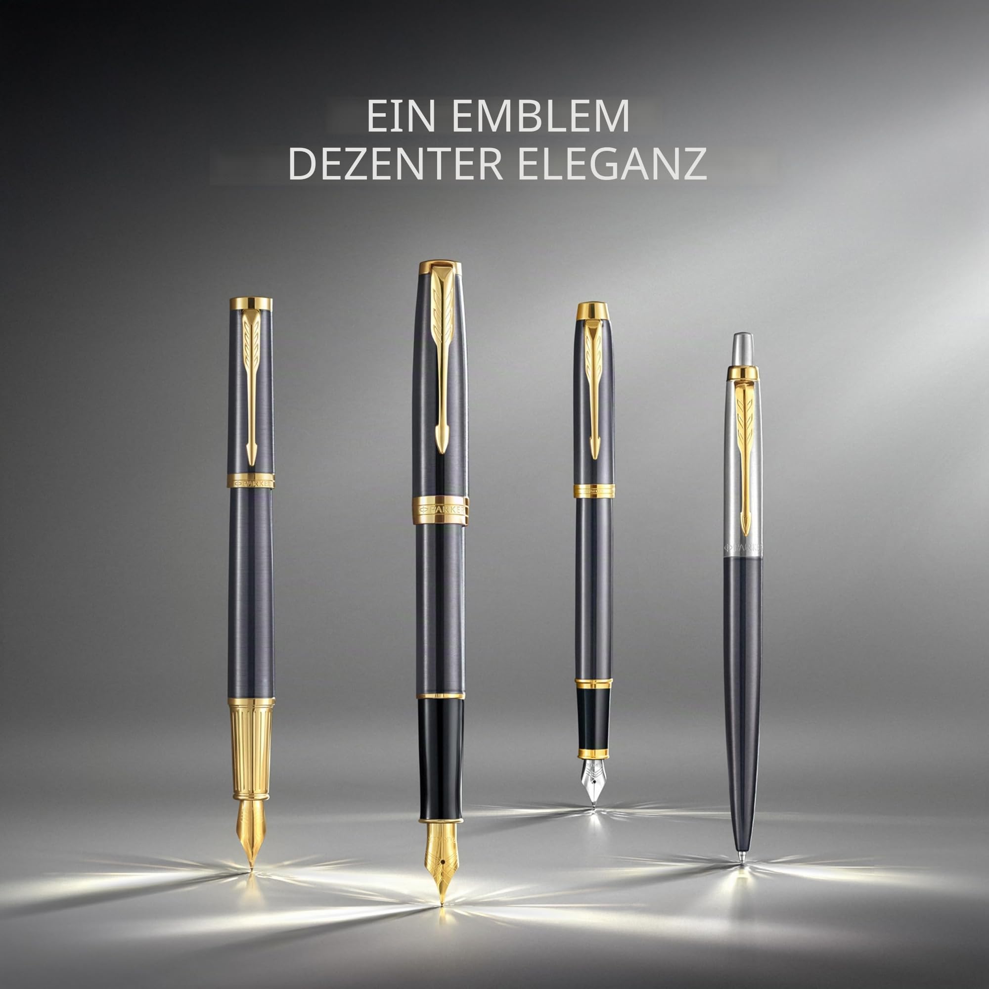 Parker Sonnet Kugelschreiber | grau lackiert mit goldenen Zierteilen | mittlere Spitze | Nachfüllpackung schwarze Tinte | Geschenkbox | perfekte Geschenke zum Schulabschluss