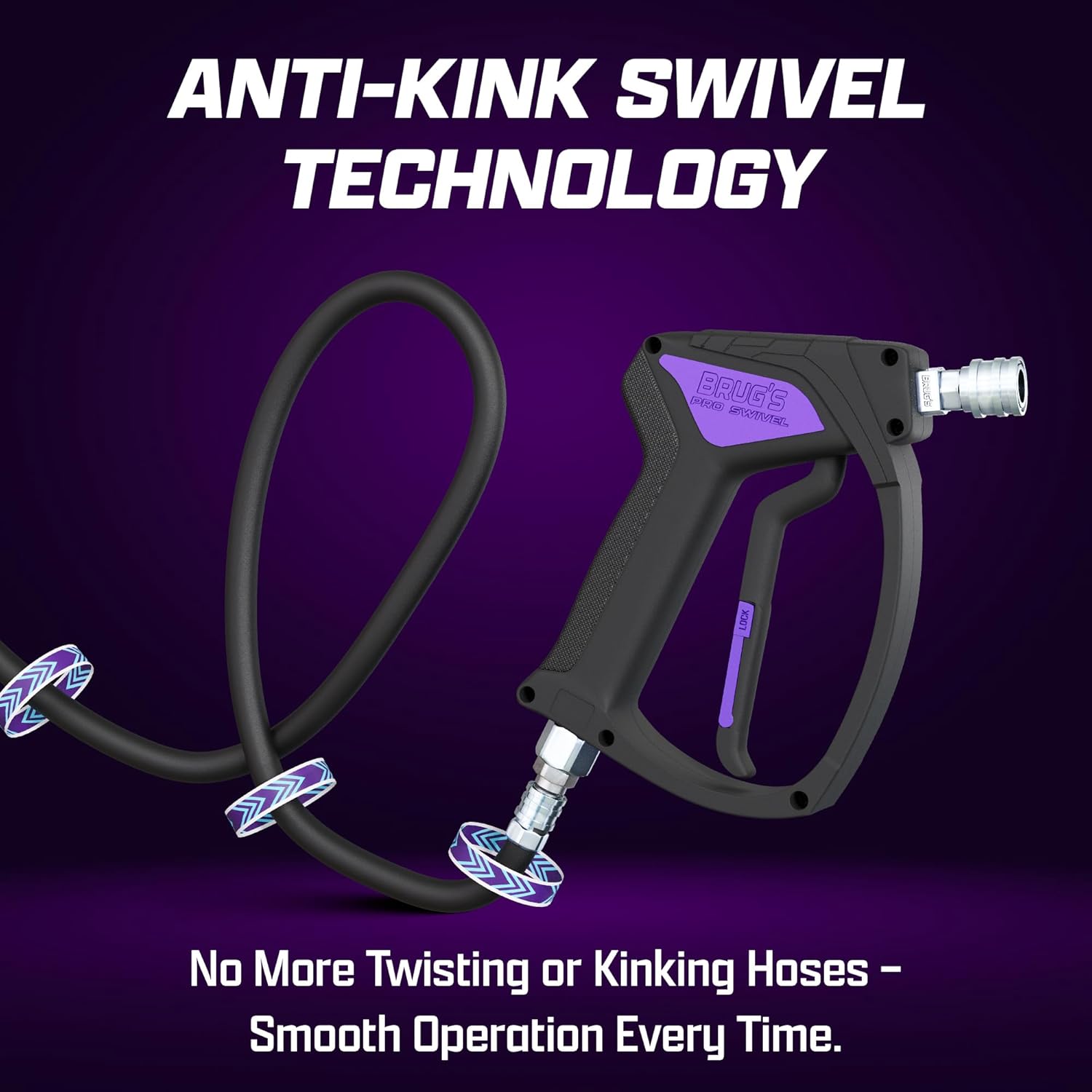 Brug's™ Pro Swivel Gun V2.0 | Short Pressure Washer Wand | Swivel Pressure Gun | Stainless Steel| Rinsing Nozzle Included | Self-Locking Quick Connect| Light Weight Trigger | Short Pressure Washer Gun