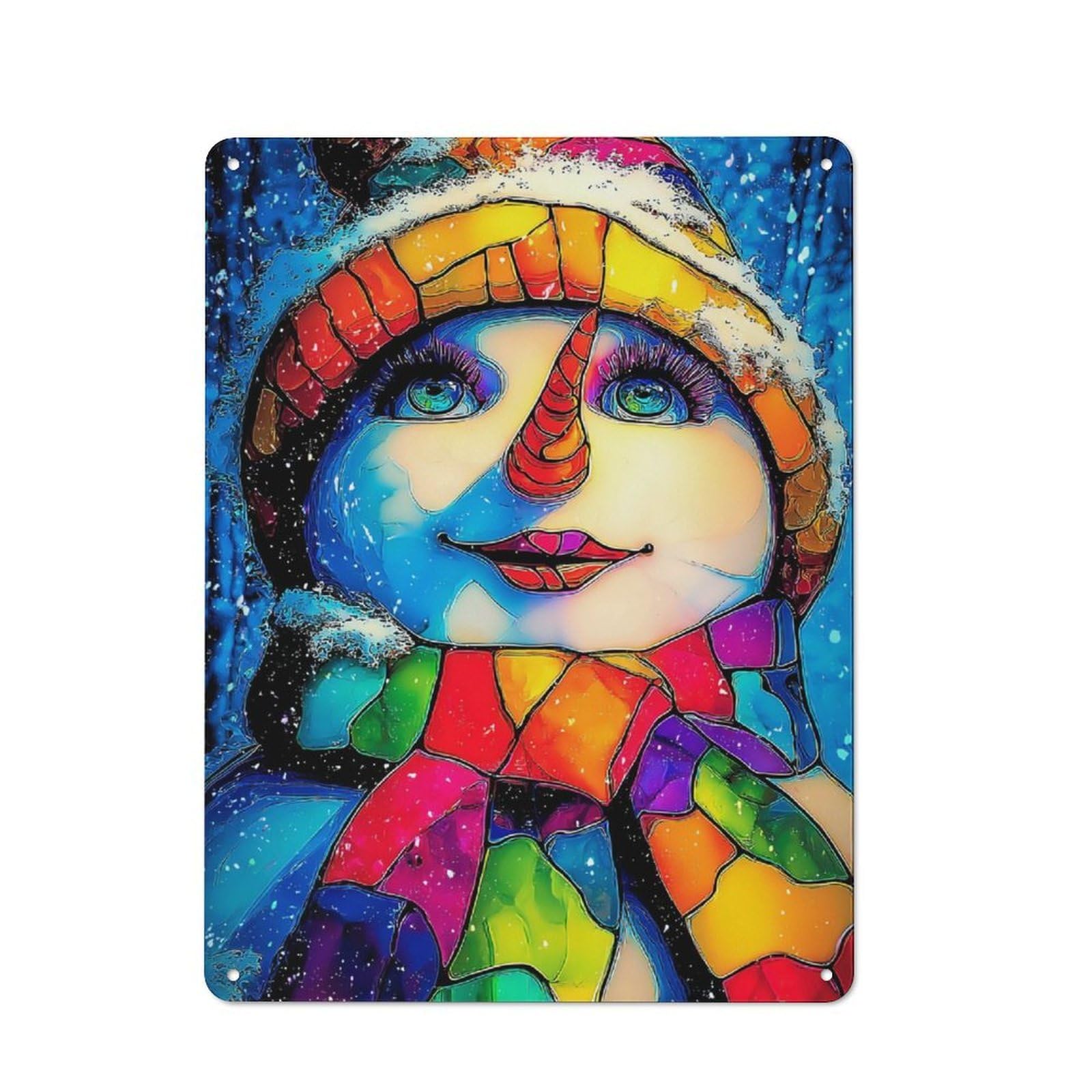 Junmoney Colorful Abstract Portrait Artwork Metal Wall Sign 40X30cm Featuring For Café Or Restaurant, A Decorative Metal Sign For Cafés And Restaurants