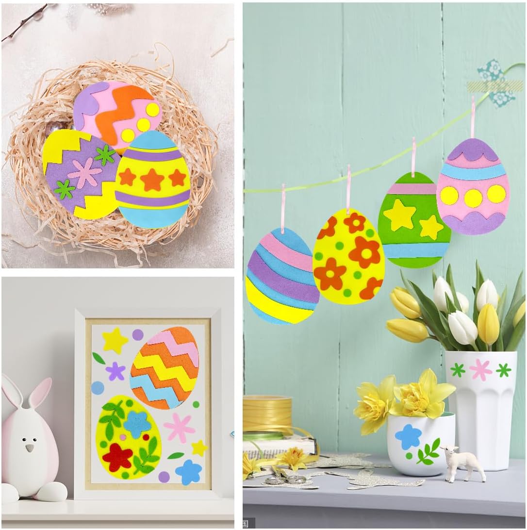 Hifunwu 24 Pcs Foam Easter Eggs for Crafts Easter Foam Stickers Crafts Party Favors Supplies