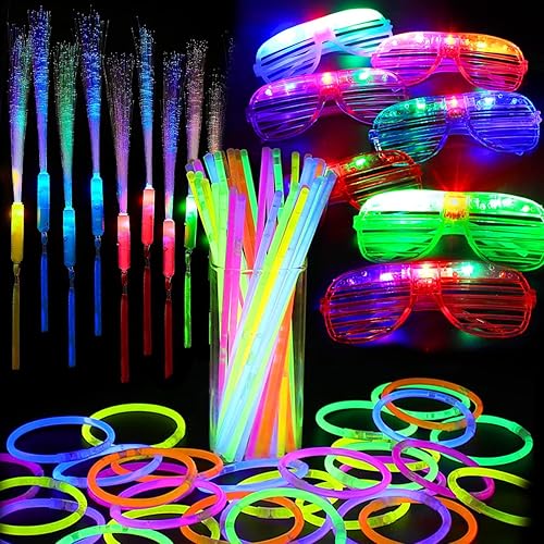 Suministros de fiesta que brillan en la oscuridad para niños y adultos, suministros de fiesta que brillan en la oscuridad con 100 varillas y