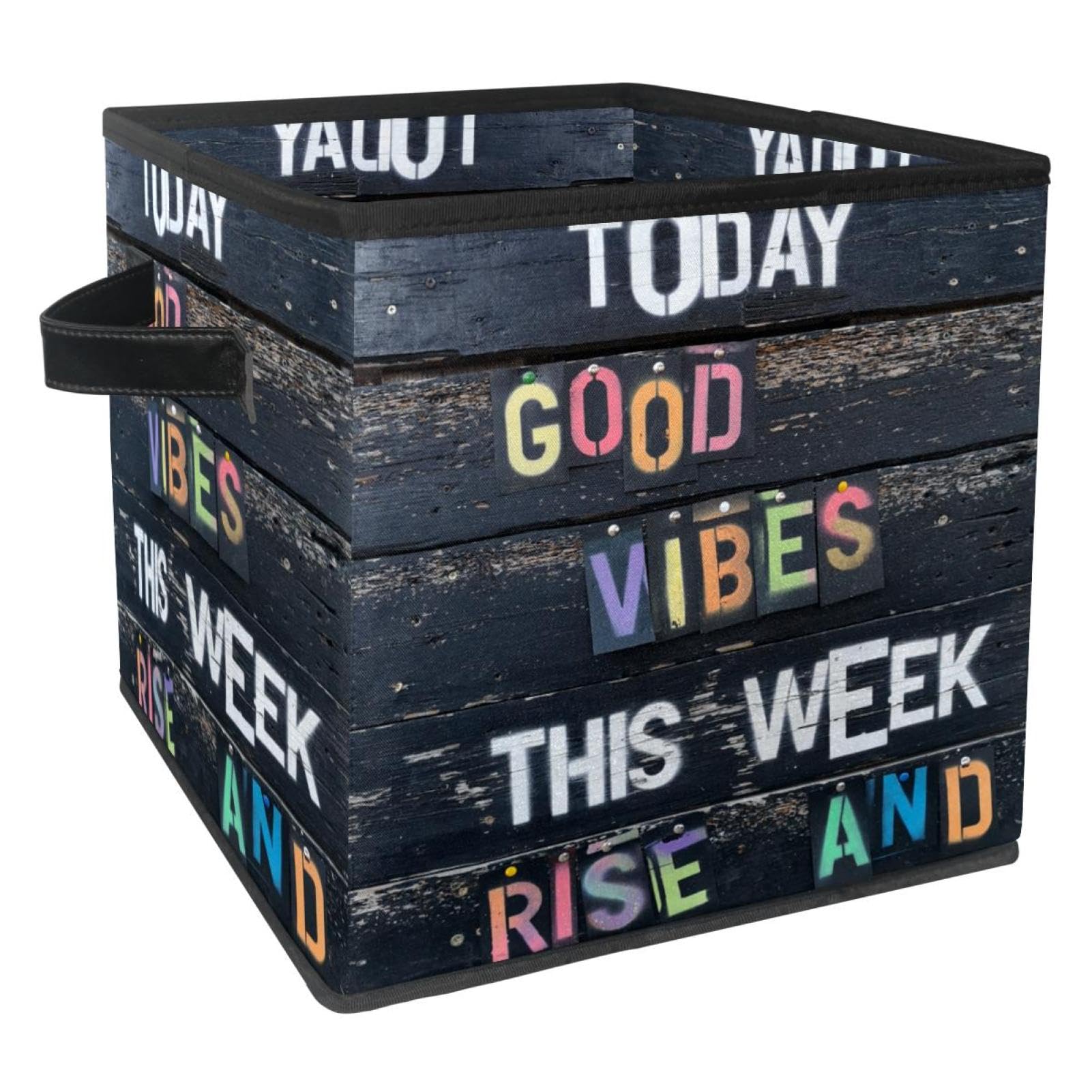Boîte de rangement pliable noire en tissu cube organisateur maison