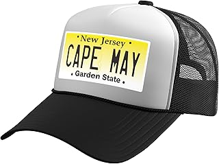 Cape May NJ New Jersey Shore License Plate Beach Town Trucker Hat with Adjustable Mesh Back