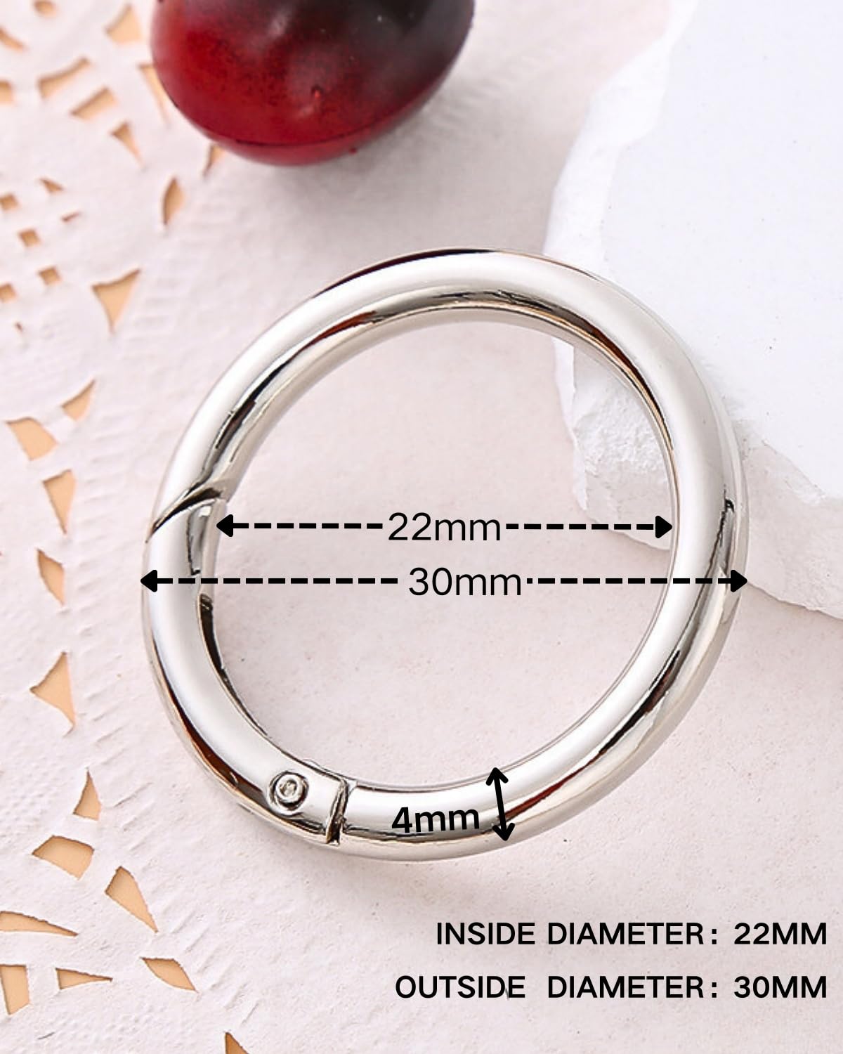 30 Pezzi Moschettoni Rotondi A Scatto - Oro, Argento, Nero, 28mm, Per Borse E Portachiavi - Foto 12