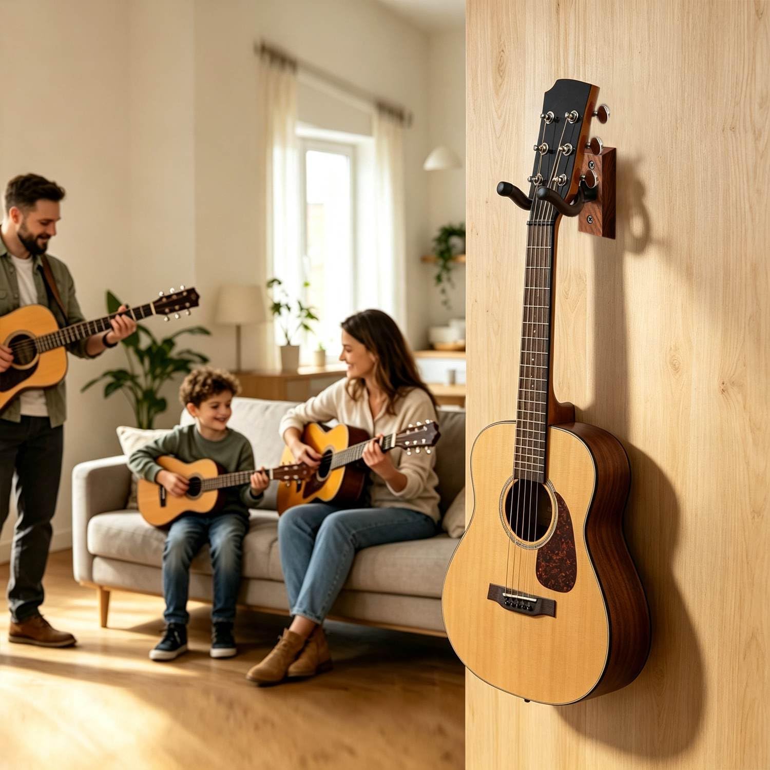 MUSO Guitar Wall Mount, Wood Guitar Hanger, U-Shaped Guitar Wall Hanger Mount, Guitar Holder Hook Stand Wall Mount Guitar Accessories for Acoustic, Electric Guitar, Banjo, Bass, Ukulele，Zebra Wood：2