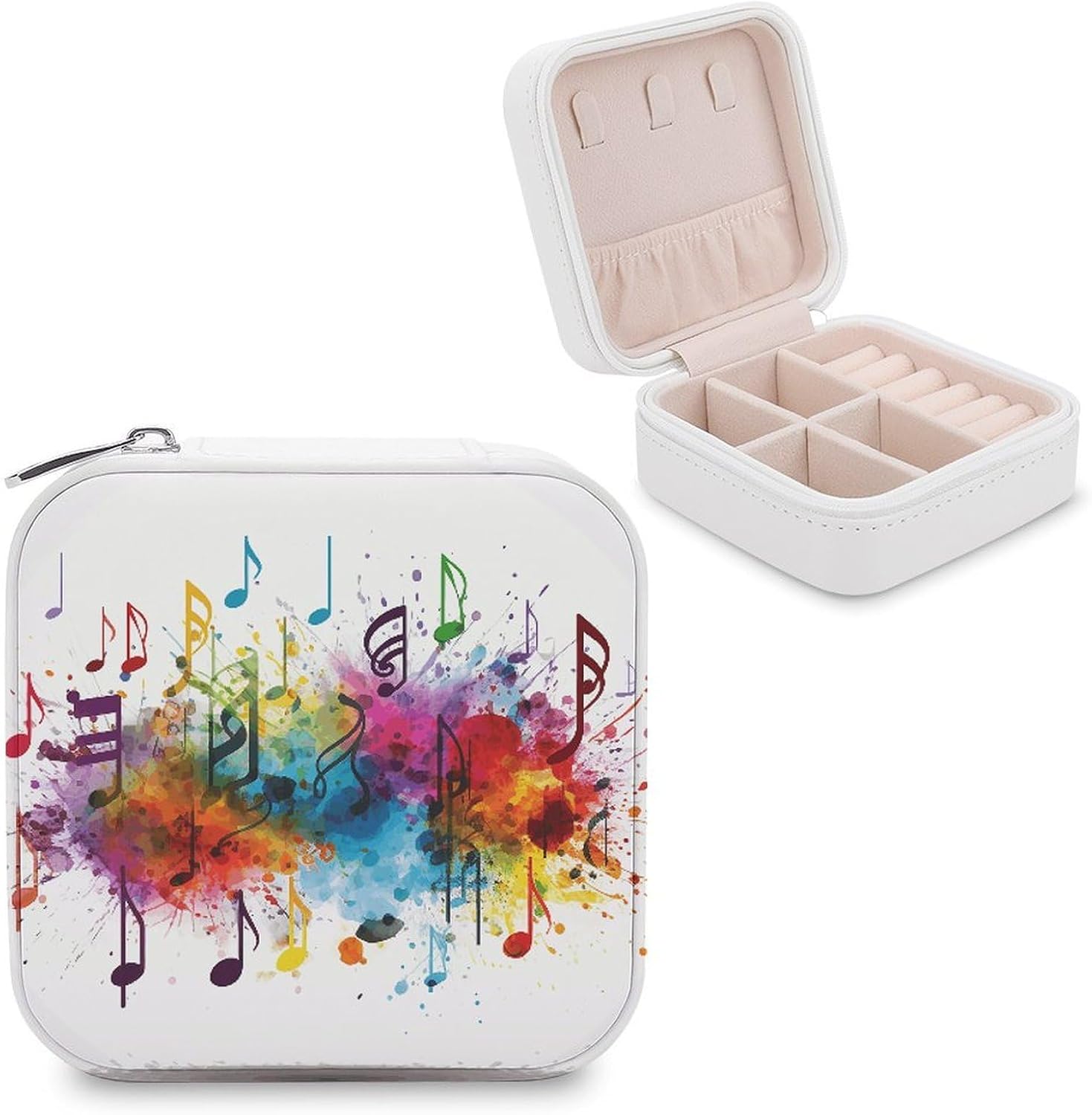 Colorful Music Jewelry Box PU Leather Mini Jewelry Case Personalized Jewelry Case Portabl Jewelry Box for Womens Rings Earrings Necklaces Bracelets Watch Gifts