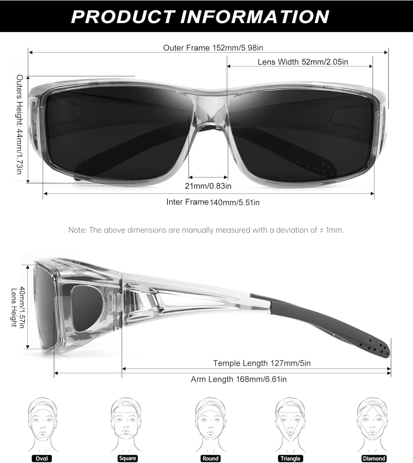 KALIYADI Sunglasses Fit-Over-Glasses Polarized Sunglasses-Men: Wrap Around Sun Glasses Womens with UV Protection for Driving - Image 4