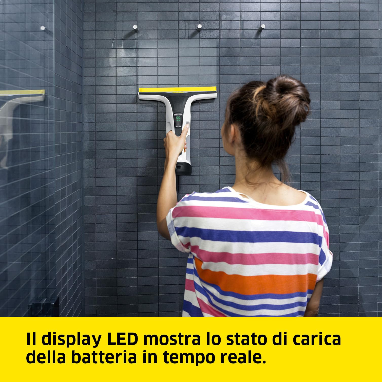 KÄRCHER Lavavetri Aspiragocce WV 6 Plus, pulizia di vetri, piastrelle, doccia, piani cottura, Serbatoio 150ml, Autonomia 100 min, Bocchetta 28cm, 20 ml detergente concentrato