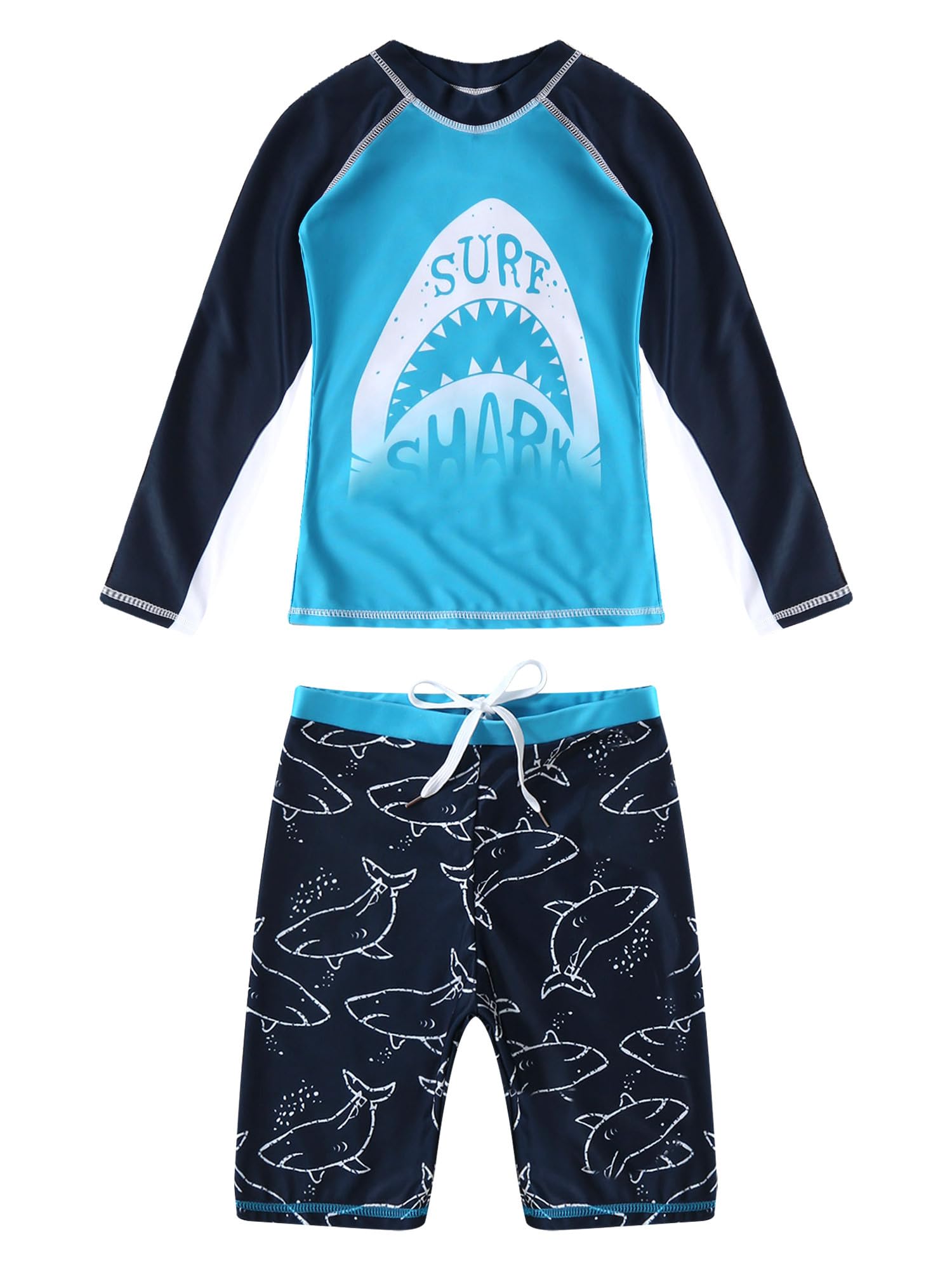 Doomiva Maillots de Bain pour Garçons T-Shirt de Bain Manches Longues Anti-UV Rashguard et Short de Bain Ensemble de Sport Séchage Rapide UPF 50+ Swimsuit 2-10 Ans