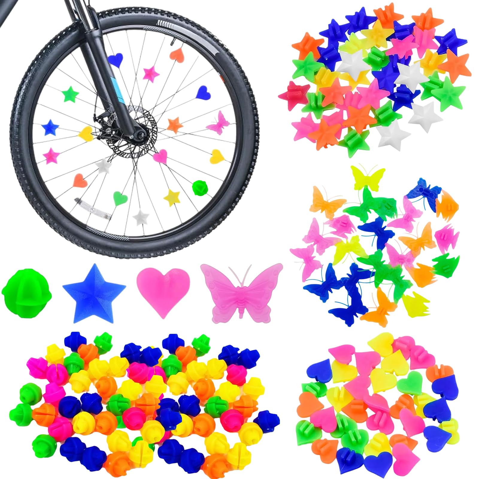 Bunten Fahrradspeichen Dekorationen, 120 Stück Speichenreflektoren Fahrrad Kinder, Fahrradzubehör Kinder, Reflektierende Speichenperlen