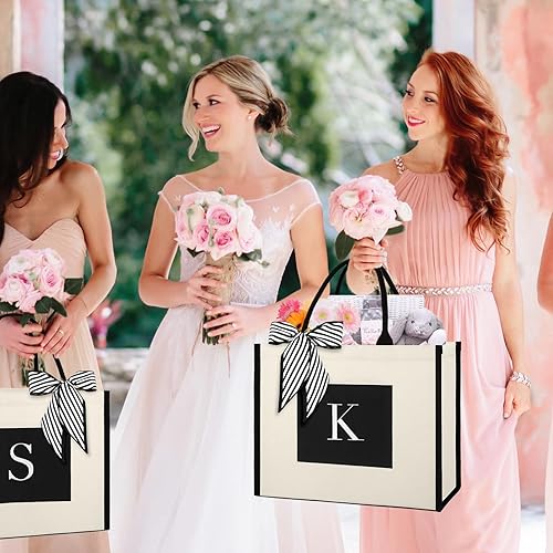 Miniatura 6 de IDEATECH Bolsa de lona para mujer, regalos de cumpleaños personalizados para mujeres, bolsa de playa con monograma ideal para bodas, vacaciones